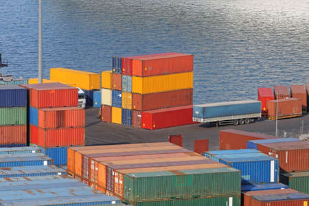 Shipping Containers at Cargo Port Terminal