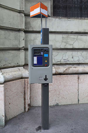 Parking Pay Station at Street in Budapestの写真素材