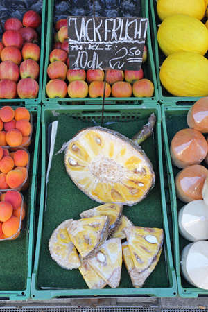 Pieces of Durian Fruit at Farmers Marketの写真素材