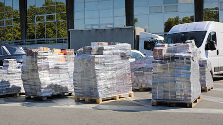Newspapers at Pallets Rady For Shipping