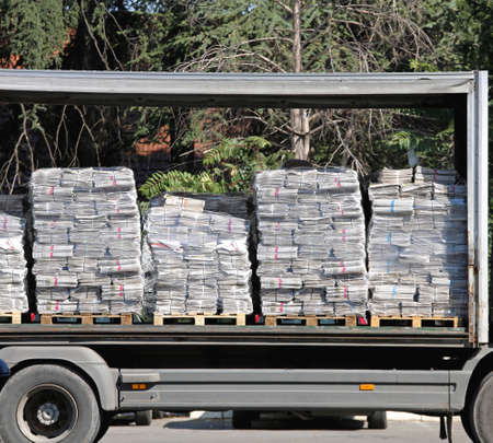 Magazines at Pallets in Truck Shippingの写真素材