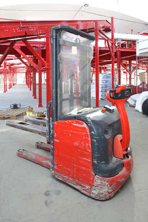 Electric Forklift Truck Stacker in Distribution Warehouseの写真素材