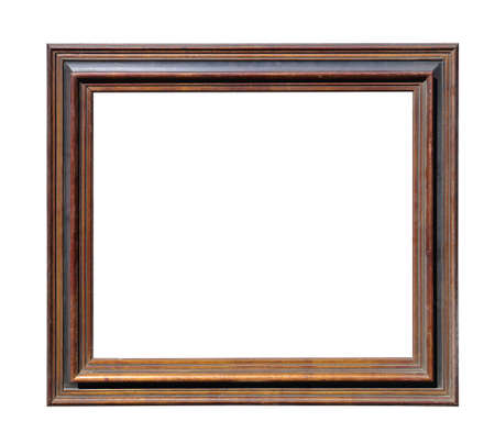Wooden Picture Frame Isolated on Whiteの写真素材