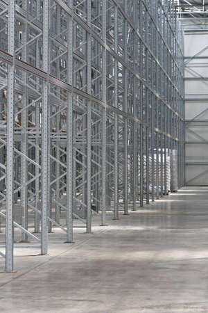 Row of Empty Shelves in New Distribution Warehouseの写真素材