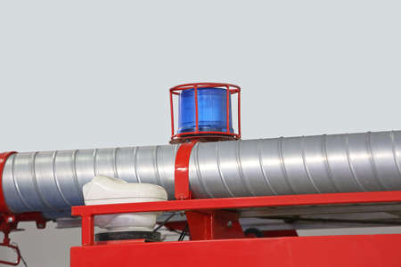 Blue Strobe Light at Top of Fire Truck