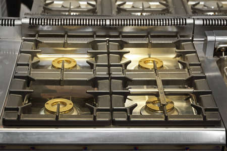 Commercial Big Gas Range in Restaurant Kitchenの写真素材