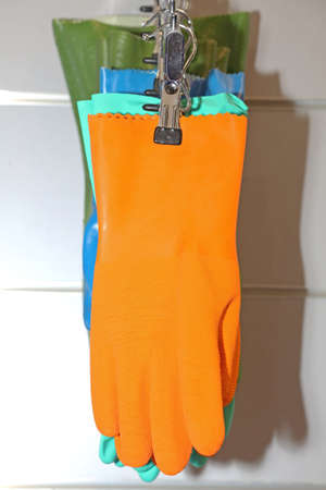 Safety Equipment Orange Gloves Chemical Protectionの写真素材