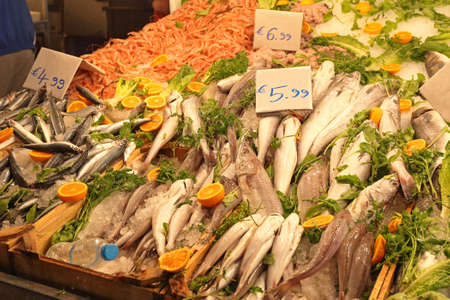 Fish and Shrimp at Central Market in Athens