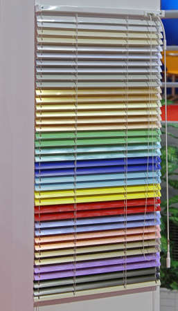 Aluminum Window Blinds in Rainbow Colors Decorの写真素材