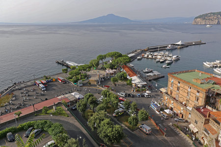 Sorrento, Italy - June 24, 2014: Aerial View of Harbour Port in Sorrento, Italy.のeditorial素材