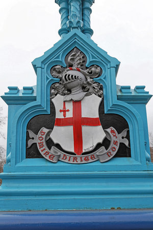 London, United Kingdom - January 25, 2013: Coat of Arms Shield at Tower Bridge in London, UK.のeditorial素材