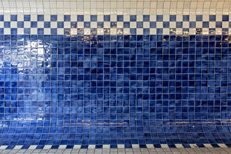 Checkered Blue Ceramic Tiles Wall Background