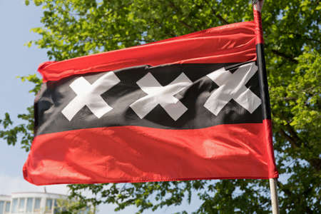 Official Flag of Amsterdam City Three Xの写真素材