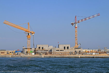 Venice, Italy - July 08, 2011: Construction Site Building Seawall MOSE Project for Flood Protection...