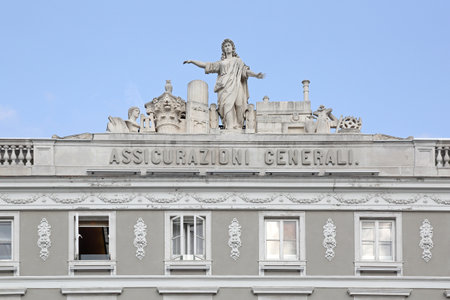 TRIESTE, ITALY - OCTOBER 13, 2014: Assicurazioni Generali Insurance Company Building in Trieste, Italy.のeditorial素材
