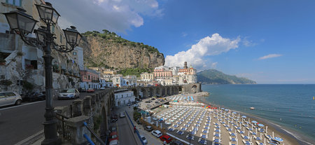 AMALFI, ITALY - JUNE 27, 2014: People at Sandy Beach in Amalfi, Italy.のeditorial素材