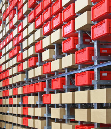 Boxes and Crates in Automated High Density Storage Warehouseの写真素材