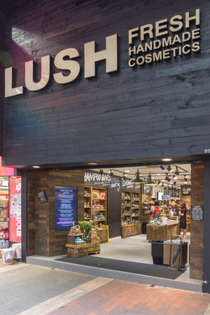 KOWLOON, HONG KONG - APRIL 21, 2017: Lush Shop Fresh Handmade Cosmetics in Kowloon, Hong Kong.のeditorial素材