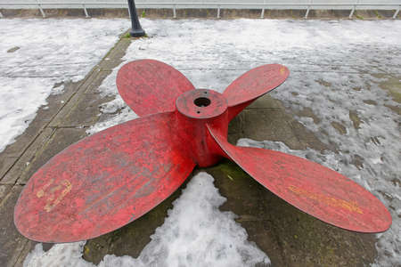 Big Red Propeller With Four Blades From Ship