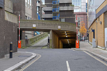 Entrance Ramp to Underground Parking Garage in City