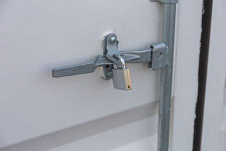 Latch With Padlock at White Cargo Container