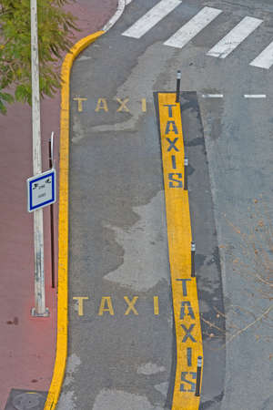 Empty Taxi Parking Lane in France Aerialの写真素材