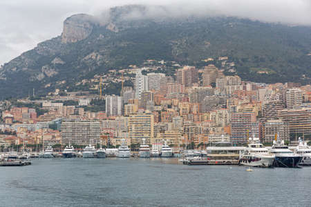 Luxury Yachts in Harbour Monaco Cityscapeの写真素材