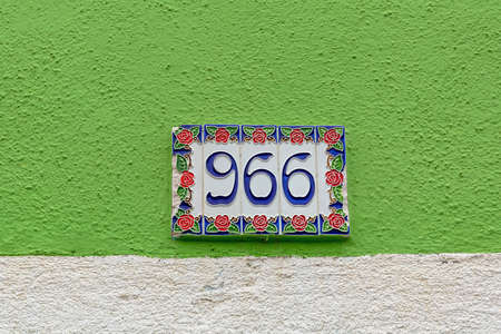 Decorative Number Tiles at House in Burano Italyの写真素材