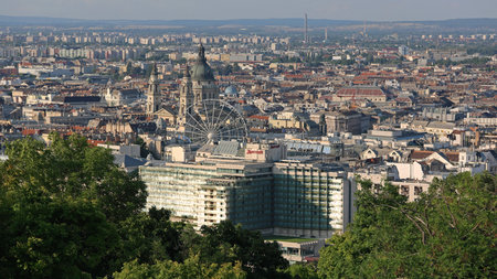Budapest, Hungary - July 09, 2015: Hotel Marriott at Sunny Afternoon in Budapest, Hungary.のeditorial素材