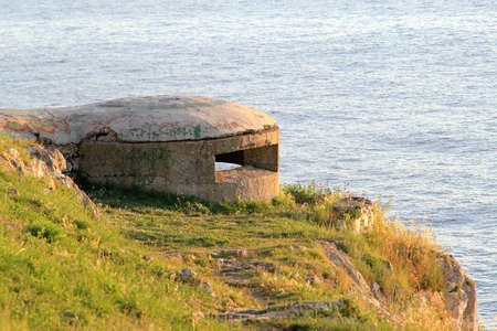 Concrete Bunker From Cold War Era With Sea Viewの写真素材