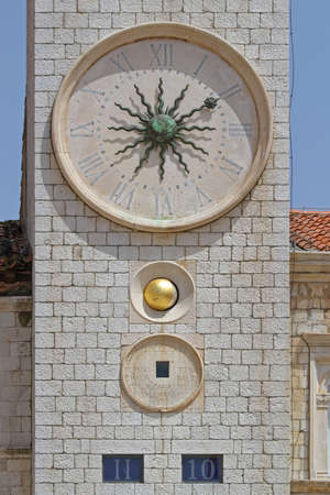 Clock Tower at Historic Stradun in Dubrovnik Croatiaの写真素材