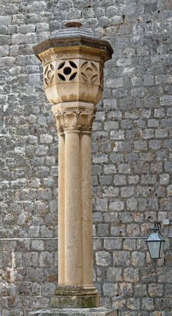 Very Old Medieval Style Pillar in Dubrovnik