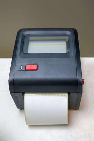 Small Barcode Label Printer Equipment for Distribution Warehouseの写真素材