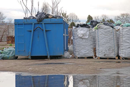Big Sack Bags With Recycling Material and Dumpster