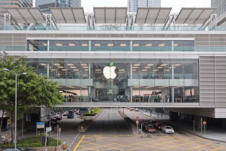 Hong Kong - April 23, 2017: Apple Shop at International Finance Centre in Hong Kong, China.のeditorial素材