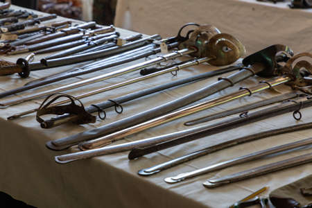 Swords Knives Weapons at Antique Market in San Marino