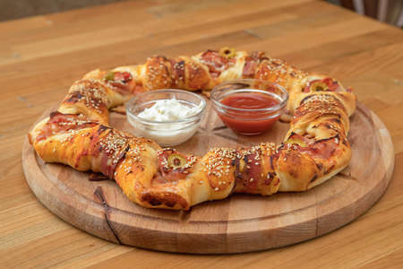 Big Round Bagel Savory Stuffed Pastry Meal