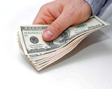 Hundred Dollar Money Bills in Man Hand