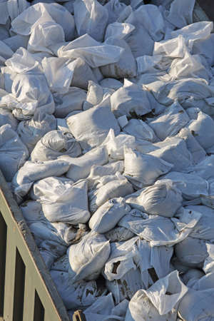 Big Pile of Sandbags for Floods Disaster Protection