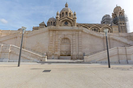 Roman Catholic Cathedral Landmark in Marseille Franceの写真素材