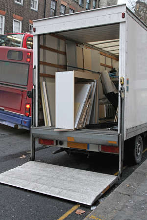 Moving Truck Rental With Lift Ramp Parket at Busy Street
