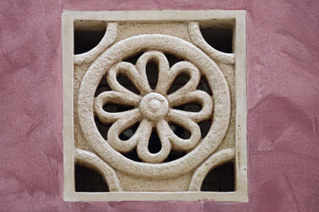 Stone Flower at Purple Wall Architecture Detail