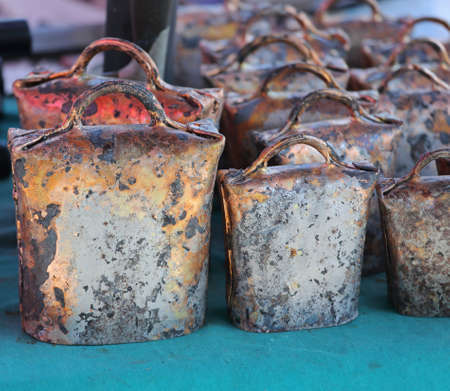 Vintage Metal Bells for Cows and Livestockの写真素材