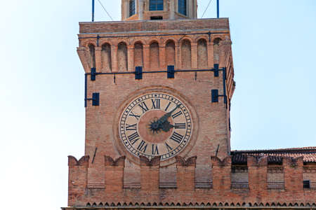 Big Clock at Tower in Bologna Italyの写真素材