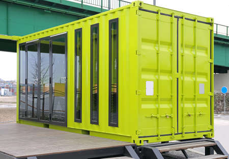 Green Cargo Container Converted For Living Small Home