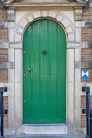 Green Arch Door Entrance in Amsterdam Hollandの写真素材
