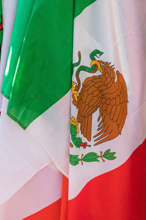 Mexico Eagle Coat of Arms at Mexican Flagの写真素材