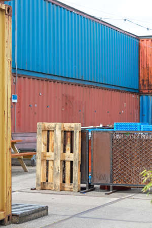 Stacked Cargo Containers in Port Yard