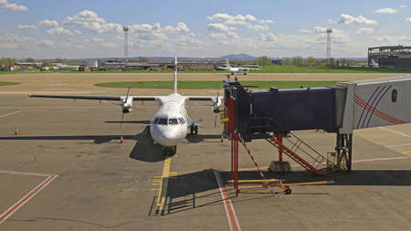 Turbo Propeller Airplane Dock at Airport