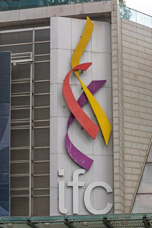 Kowloon, Hong Kong - May 01, 2017: Ifc Shopping Mall Sign in Hong Kong, China.のeditorial素材